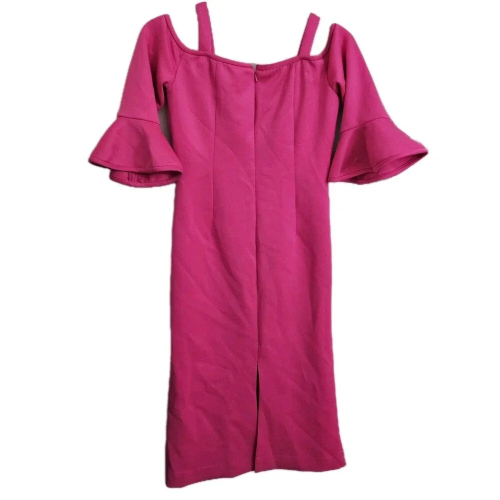 Black Halo Dress 8 Pink Eve Cold Shoulder Sheath Poppy‎ Flutter Sleeve